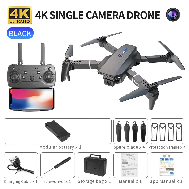 Drone Camera Lens - E88 ProIntelligent Folding Drone Supports single/Dual
